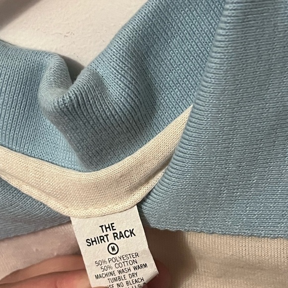 Men’s Striped Polo Shirt - Blue with colored stripes - Picture 2 of 3